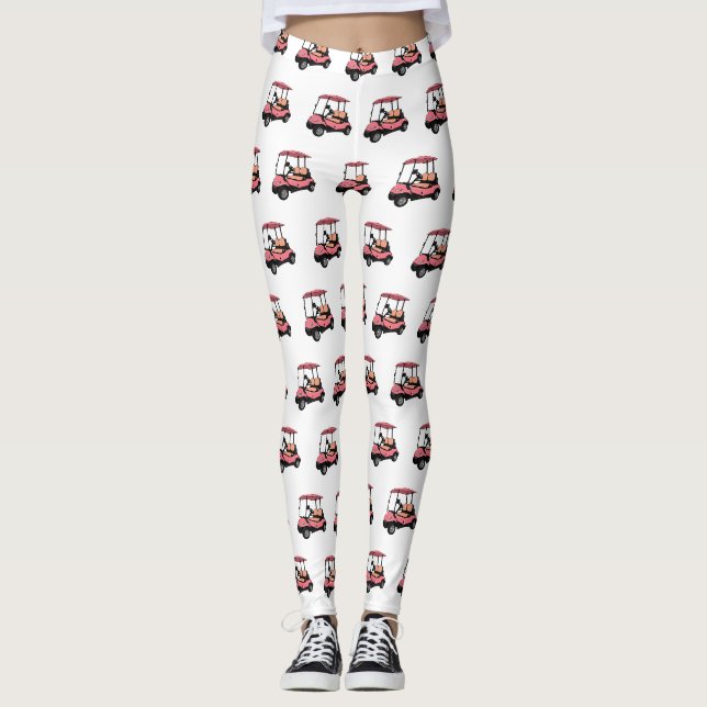 Leggings Carte de golf / dessin animé en voiturette de golf (Devant)
