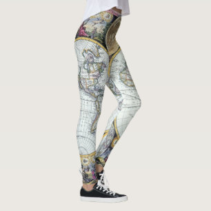 Leggings Carte du Monde Ancienne, Atlas Maritimus par John