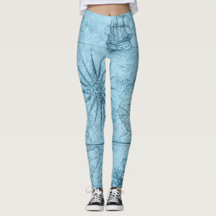 Leggings Carte du vieux monde bleu