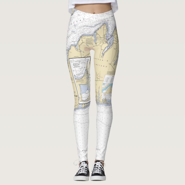 Leggings Carte marine de Martha's Vineyard Cape Cod MA (Devant)