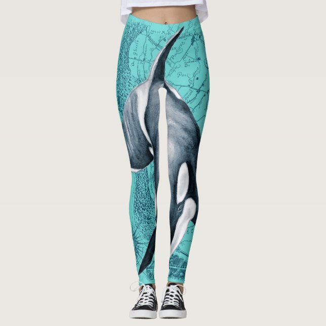 Leggings Carte Orca Turquoise (Devant)