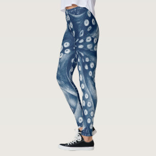 Leggings Carte Vintage de poulpe bleue Chic