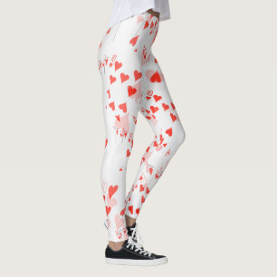 Leggings Cartes de Poker Royal Hearts Flush Motif,