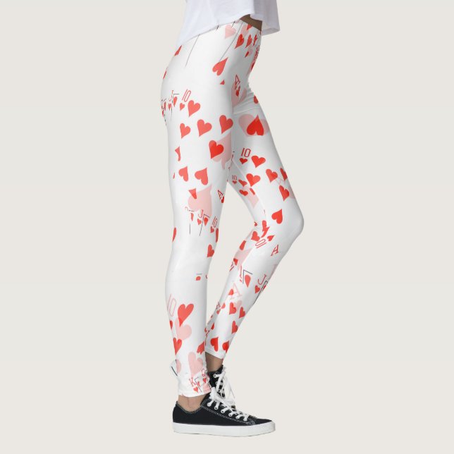 Leggings Cartes de Poker Royal Hearts Flush Motif, (Droite)