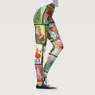 Leggings Cartes Vintages de Noël Pantalon pour femmes