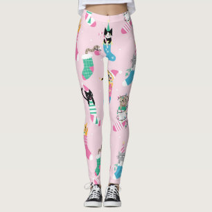 Leggings Cartographie Chats Noël Motif sans couture