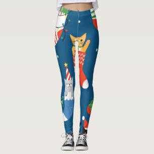 Leggings Cartographie de Noël Chats Motif mignon
