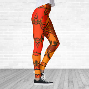 Leggings Carton Mandala Flower Orange