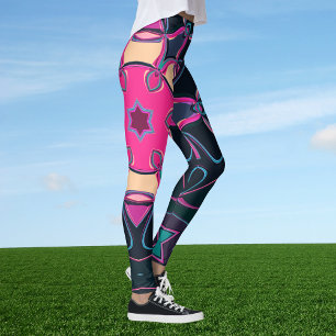 Leggings Carton Mandala Flower rose jaune et noir