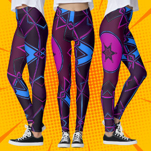 Leggings Carton Mandala violet rose et bleu