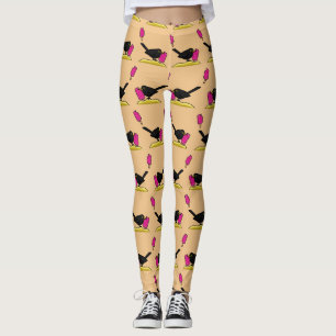 Leggings Cartoon Blackbird Manger Un Motif De Crème De Glac