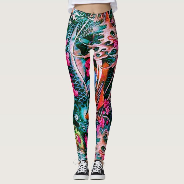 Leggings Cascade de Koi (Devant)