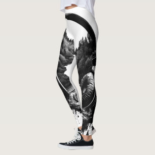 Leggings Casques Nature et Musique - Artiste noir et blanc