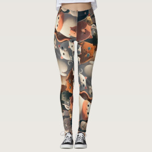 Leggings Cat City Cartoon Crowd