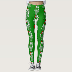 Leggings cauchemar squelette de noël boire du crâne de café