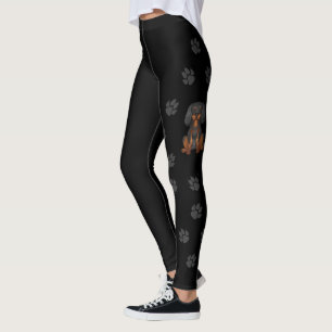 Leggings Cavalier King Charles Spaniel & Pattes noir et fau