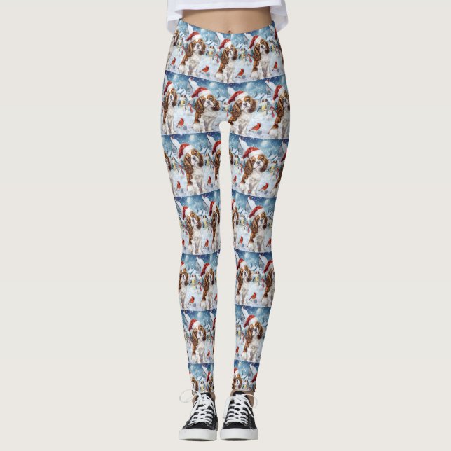 Leggings Cavalier King Winter Wonderland Noël Joie (Devant)
