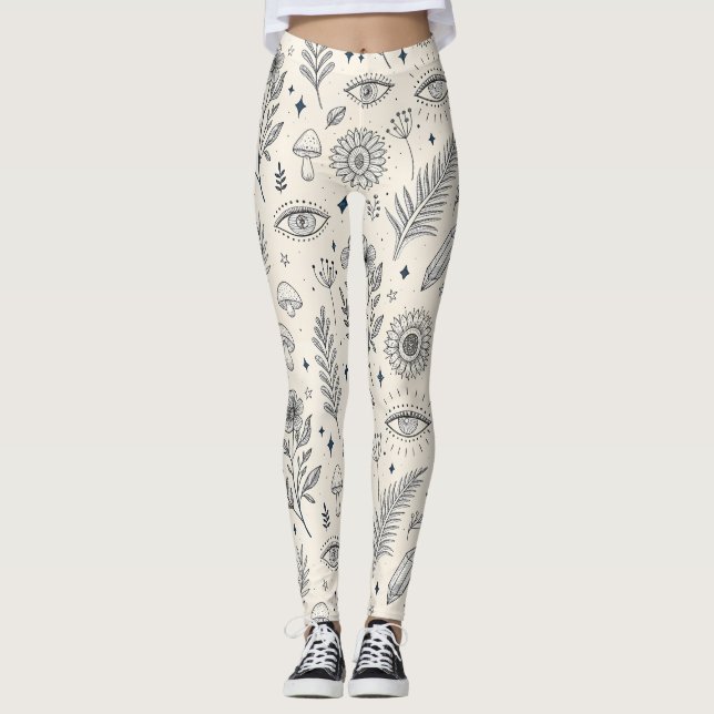 Leggings Celestial Botanical Pattern (4) (Devant)