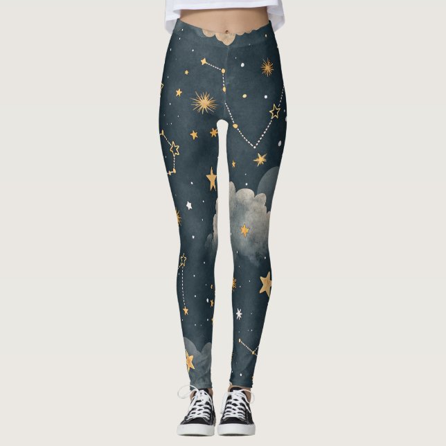 Leggings Celestial Constellation Star Pattern (5) (Devant)