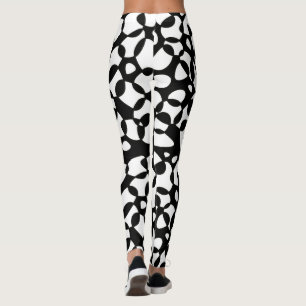 Leggings Cells Abstraction Black White