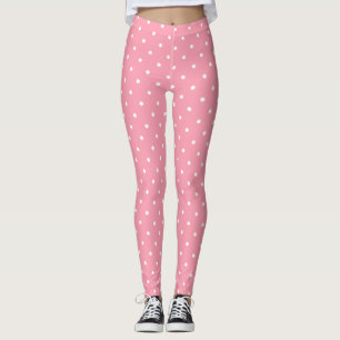 Leggings Cercles blancs Modes Points Rose Chaud Élégant ten