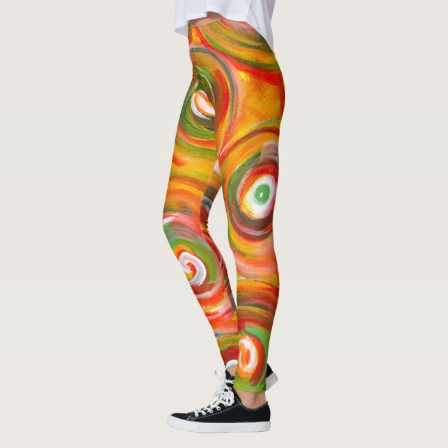 Leggings Cercles chauds et torsades Abstraits originaux (Gauche)