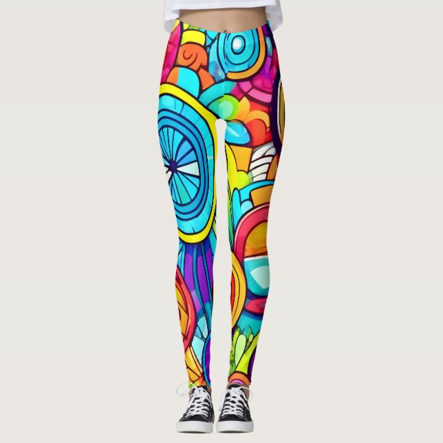 Leggings Cercles colorés Art Abstrait (Devant)