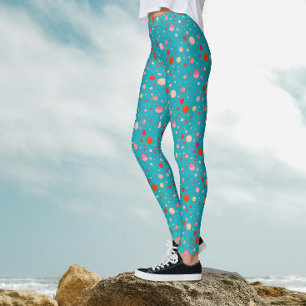 Leggings Cercles colorés géométriques modernes sur turquois