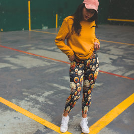 Leggings Cercles de mosaïque Abstraite Marine Orange