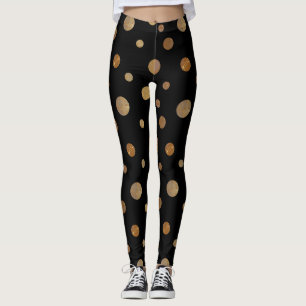 Leggings Cercles d'or Pois Géométrique Noir