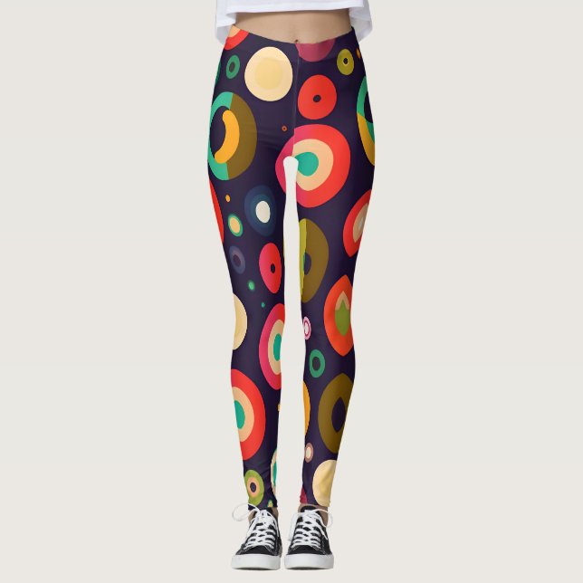 Leggings Cercles Motif géométrique bleu rose (Devant)