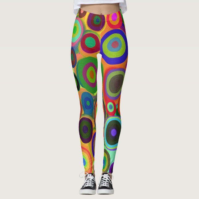 Leggings Cercles peints Abstraits, Colorés, Légendes mignon (Devant)