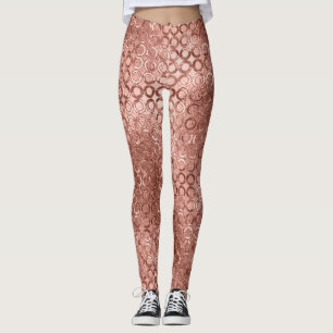 Leggings Cercles scintillants or rose luxe pailleté rose