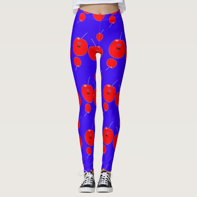 Leggings Cerise Cute Et Motif Bleu (Devant)