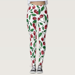 Leggings Cerises rouges sur blanc