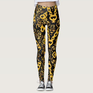 Leggings Chaîne en or motif léopard