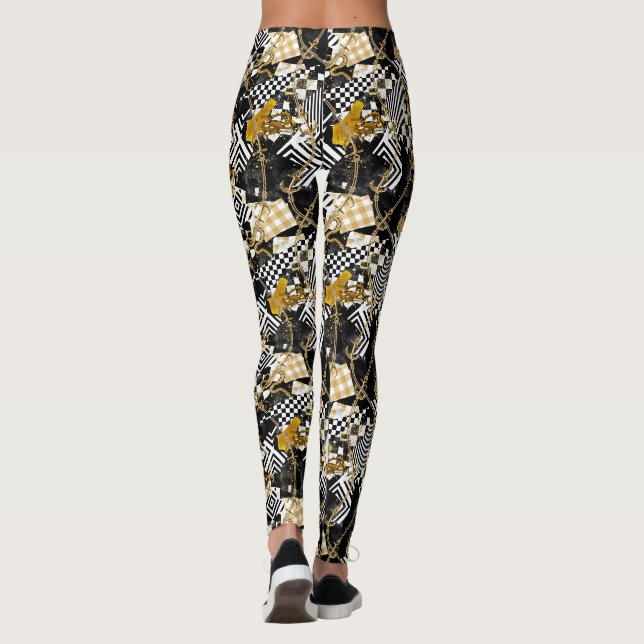 Leggings Chaînes d'or échecs et serpents luxe_denser plus (Dos)