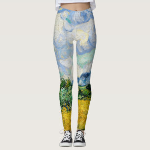 Leggings Champ de blé Van Gogh avec Cyprès. Impressionnisme