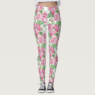 Leggings Champ de pivoines à l'aquarelle