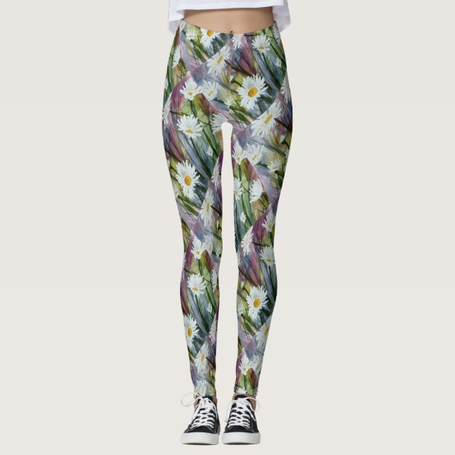 LEGGINGS CHAMP DES JOURNAUX BLANCS | LÉGUMES FLORAUX (Devant)