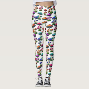 Leggings Champignons Colorés Sur Arrière - plan Blanc