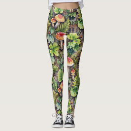 Leggings Champignons Ferns Moss Fallen Feuille Motif