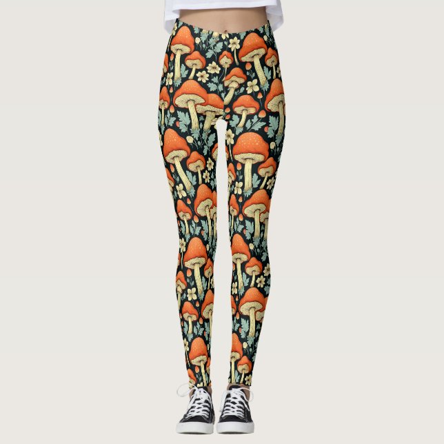 Leggings Champignons rétro Fleurs Vintages Impossible (Devant)