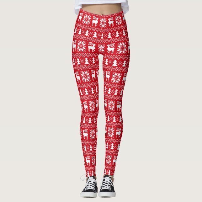 Leggings Chandail de Noël cool design à motifs (Devant)