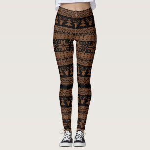 Leggings Chandail de Noël de café noir et de chocolat