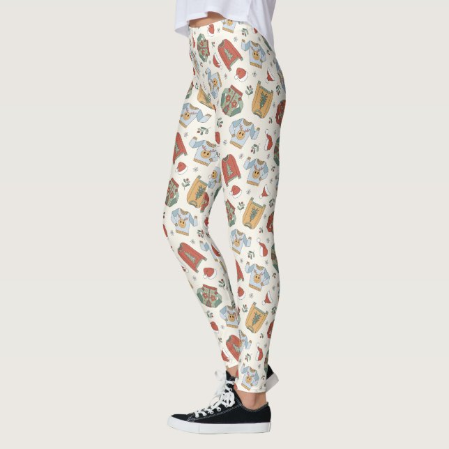 Leggings Chandails de Noël et Motif Casquette (Gauche)