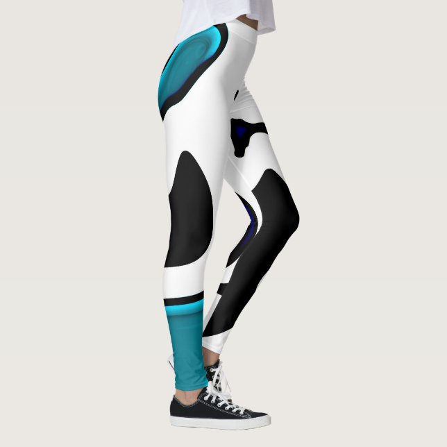Leggings Charge de profondeur : noir, blanc et bleu Abstrai (Droite)