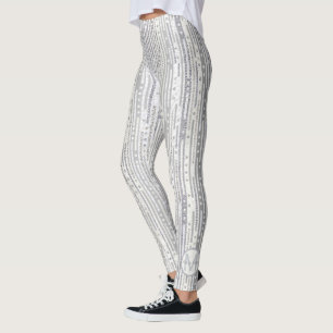 Leggings Charme facultatif blanc de monogramme d'argent de
