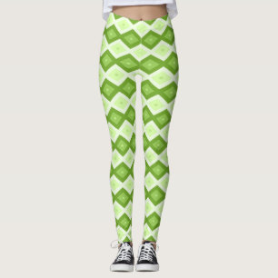 Leggings Chartreuse green diamond pattern