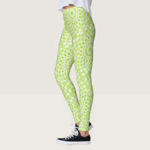 Leggings Chartreuse Green Mandala Motif